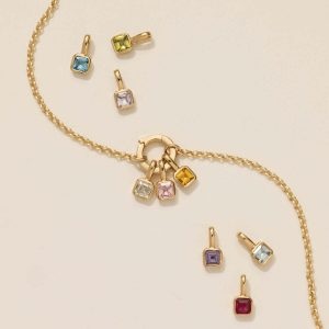 Colorful 12 Birthstone Pendant DIY Accessories Necklace Female Twelve Birthstone Cubes Colored Zircon Pendant Clavicle