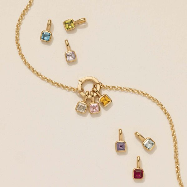 Colorful 12 Birthstone Pendant DIY Accessories Necklace Female Twelve Birthstone Cubes Colored Zircon Pendant Clavicle