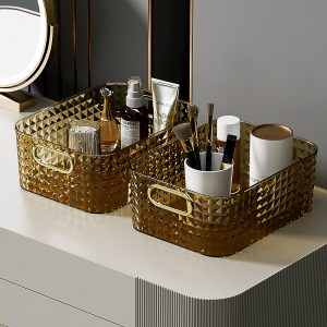 Cosmetics desktop storage box, large capacity high-end bathroom storage box, mask skin care product storage box
