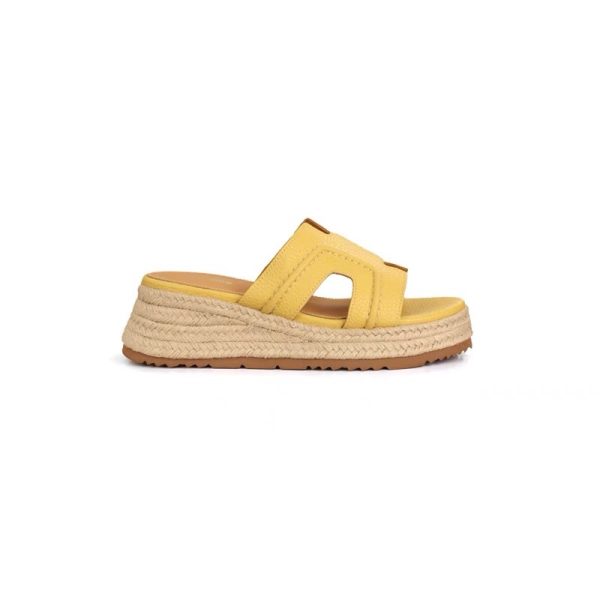 Cowhide version ~ increase height by 6cm Ruth same summer new retro one-line heightened thick sole wedge H sandals for women - Image 5