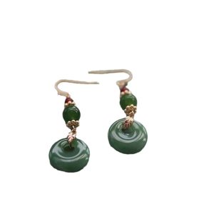 Cuihuan Lanting Villa original design turquoise peace buckle earrings handmade Hanfu cheongsam earrings retro style earrings