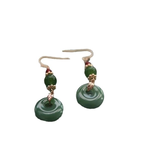 Cuihuan Lanting Villa original design turquoise peace buckle earrings handmade Hanfu cheongsam earrings retro style earrings - Image 5