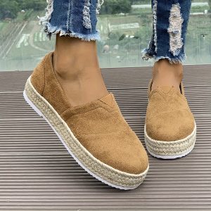Cross-border foreign trade women's suede casual shoes 2025 new round toe flat sole comfortable one-foot beanie shoes and shoes