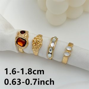 European and American niche design multi-color retro fashion ring color resin temperament ring women's ring set of four pieces