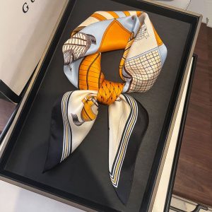Nordic striped silk scarf women's Hangzhou silk spring and autumn scarf 100% mulberry silk scarf high-end shawl
