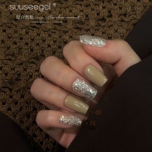 Special clearance 30 colors of mixed caramel fine glitter platinum cat's eye popular caramel brown nail polish for nail salons