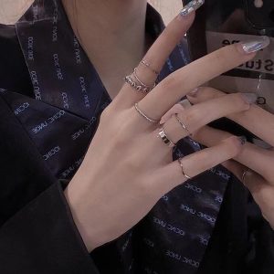 8 rings female fashion personality ins tide retro index finger ring cold wind Japanese style light luxury net red tail ring hand jewelry