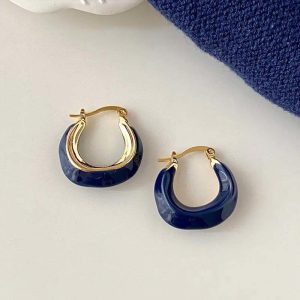 South Korea's new French vintage Klein blue earrings have a niche design and temperament, spring and summer earrings are new in 2022