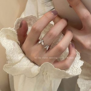 High-end butterfly zircon open ring female ins fashion personality index finger ring light luxury design niche ring