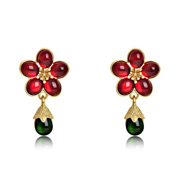 Douyin same vintage glazed pine cone 925 silver earrings wholesale French fashion pop earrings - Image 5