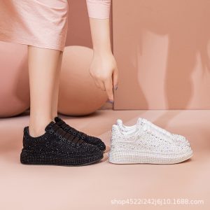 N93 Spring and Autumn Fashion: New Rhinestones Sparkling Stars, Low-top Lace-up Casual Women's Fashion Shoes, Fashionable and Versatile