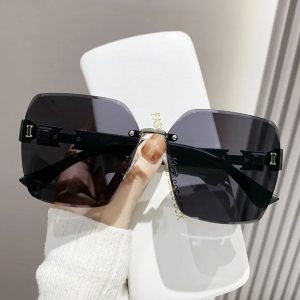 Douyin popular sunglassesINS women's high-end rimless sunglasses, fashionable outdoor anti-UV driving sunshade