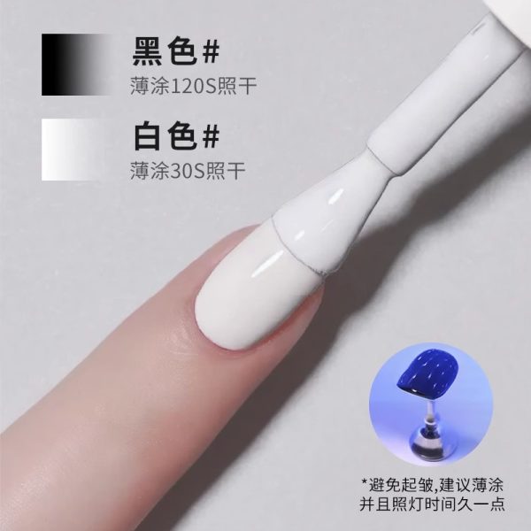 Classic Pure Black Pure White Nail Polish Glue 2025 New Whitening Long-lasting Black and White Light Therapy Gel for nail art - Image 4