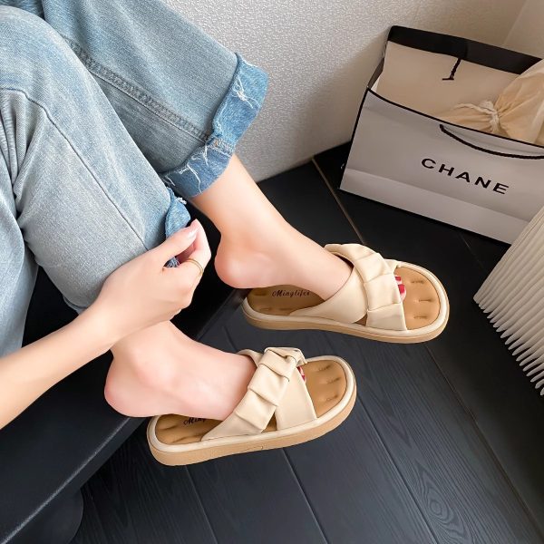 Sheepskin version ~ casual soft flat beach comfortable sandals with skirts for women 2025 new summer outerwear - Image 2