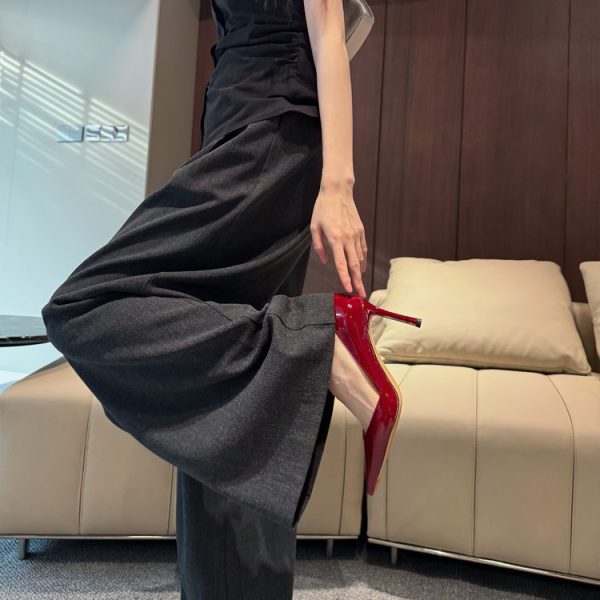 French socialite ~ sheepskin 8.5cm thin heel single shoes women's spring pointed toe OL business patent leather pointed toe nude high heels trend - Image 4