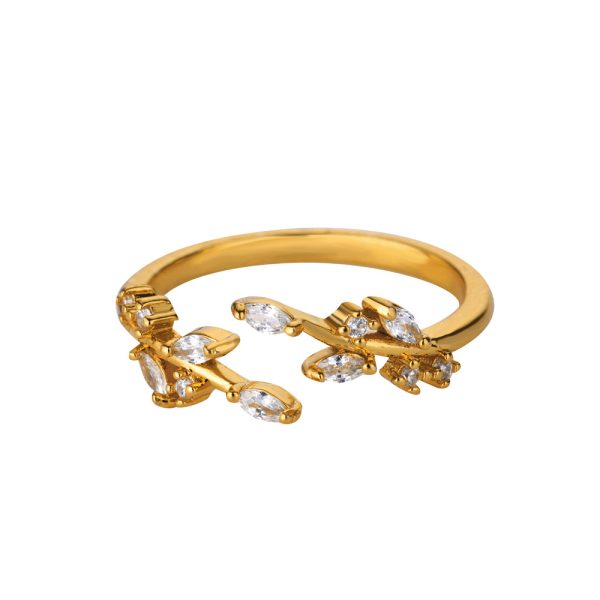 European and American 18K gold stainless steel fashion lip flower ring, women's niche light luxury, high-end sense does not fade open - Image 5