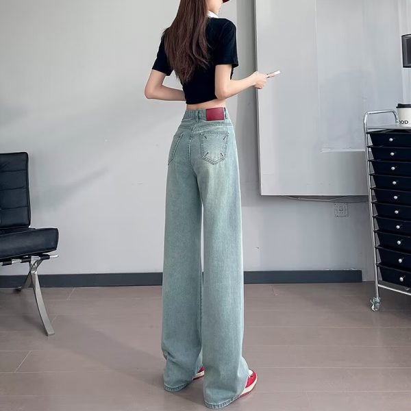 Guangzhou source: narrow wide-leg straight-leg jeans for women, small summer high-waisted slimming pants, versatile drape trousers - Image 4