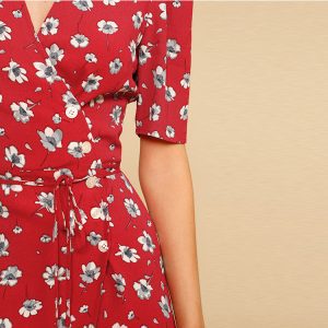 114# spot Ref rayon printed floral tea break dress 2022 summer new French retro style women's clothing