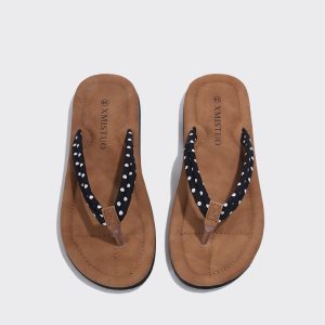 Flip flops women's summer wear fashion 2024 new flat sole clip toe net red sandals sandals beach shoes