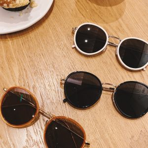 Retro round frame ins style sunglasses women's summer small face white plain glasses Internet celebrity Korean sunglasses men's seaside -