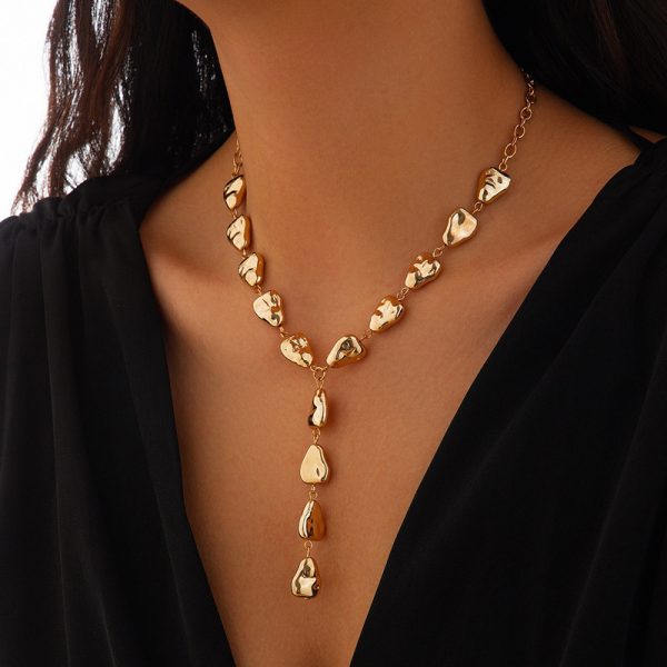New cross-border irregular baroque Y-shaped clavicle chain ins high-end niche water drop pendant necklace for women