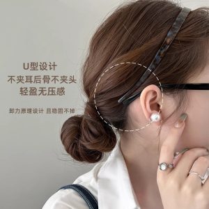 High-end acetic acid glasses plate headband women's 2024 new marble pattern non-slip headband simple headband hair accessories