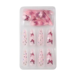 European and American long pointed nails, broken diamonds, butterfly dot diamonds, clouds, hot girls, nail stickers, cross-border wearable manicures