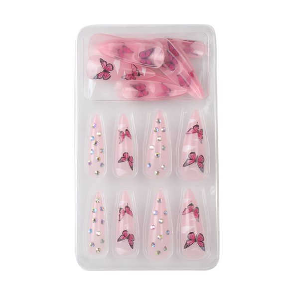 European and American long pointed nails, broken diamonds, butterfly dot diamonds, clouds, hot girls, nail stickers, cross-border wearable manicures - Image 5