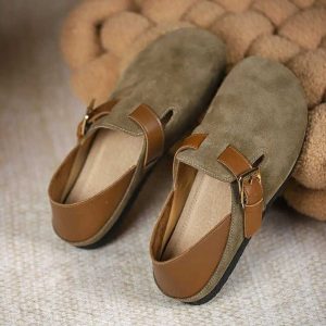 Nubuck Birkenstock women's shoes 2025 new spring and autumn all-inclusive two soft soles and flat comfortable and versatile women's single shoes