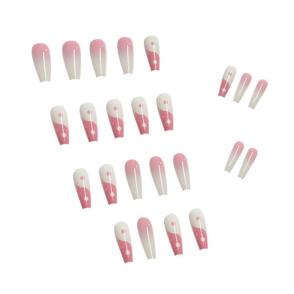 wearable nail long nail art nail pieces fake nail nail patches ballet nail gradient gold leaf powder nail patches wholesale - Image 3
