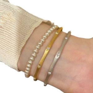 French vintage Italy eight-star mango brushed bracelet with diamonds, delicate niche design, light luxury and versatile women's hand jewelry