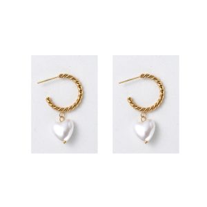 Niche simple faux pearl long earrings French versatile atmospheric twist love earrings fashion accessories