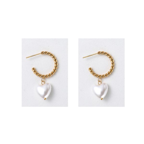 Niche simple faux pearl long earrings French versatile atmospheric twist love earrings fashion accessories - Image 4