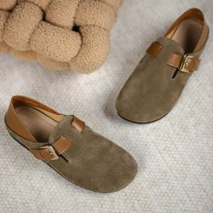Nubuck Birkenstock women's shoes 2025 new spring and autumn all-inclusive two soft soles and flat comfortable and versatile women's single shoes
