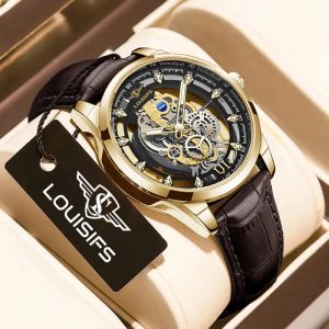 2024 cross-border new Swiss double-sided skeleton non-mechanical men's quartz watch men's watch waterproof luminous watch