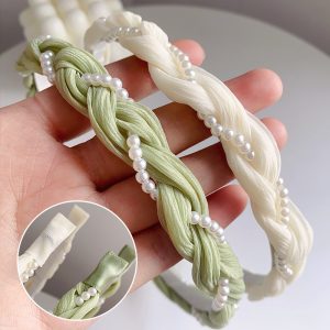 Twist pearl headband women's 2025 spring and summer Korean high-end headband forest hair bundle small fresh headband hair accessories
