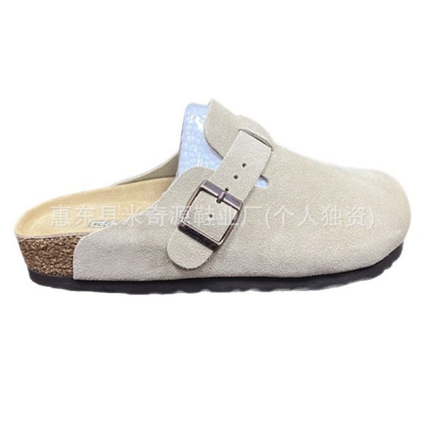 Spot BK Birstock Shoes Soft Sole Wrap Half Slippers Women's Spring 2025 Couple One Foot Slip Slip Leather Birkenstock Shoes - Image 5