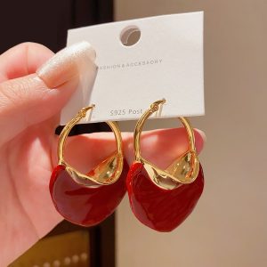 High-end retro French drop glaze, exaggerated irregular earrings, big earrings, women's European and American niche, cold style earrings