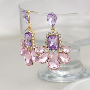 Cross-border European style oval square water drop tassel temperament light luxury luxury sense square pendant earrings for women