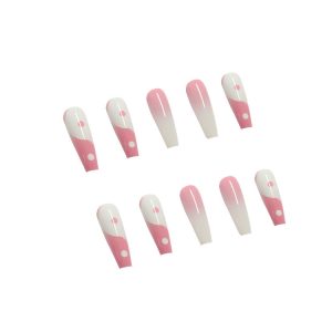 wearable nail long nail art nail pieces fake nail nail patches ballet nail gradient gold leaf powder nail patches wholesale