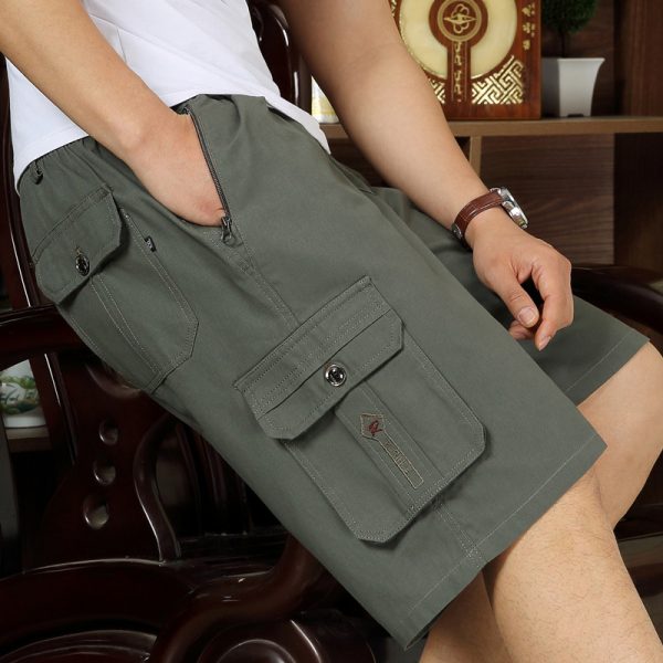Summer men's middle-aged and elderly five-point pants loose cotton men's shorts high-waist five-point pants father's mid-pants thin large pants