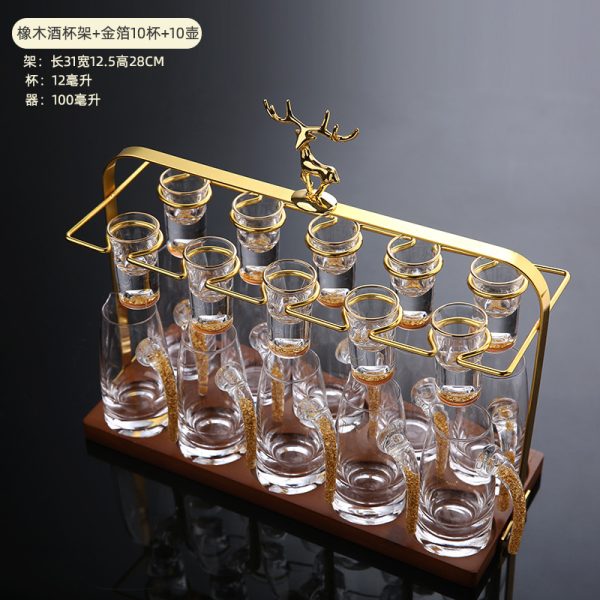 Liquor cup holder, new Chinese high-end wine dispenser, cup holder, household wine utensils, deer head, solid wood bottom bracket shelf - Image 3