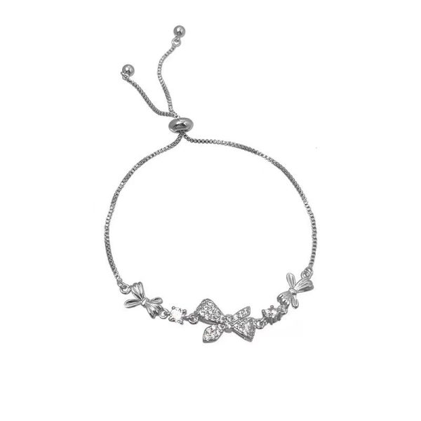 Pink zircon cherry blossom bow bracelet women's ins niche light luxury temperament high-end cold girlfriend hand ornament girl - Image 5