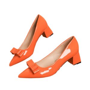 Cross-border foreign trade euro size thick heel shoes 2025 new pointed toe bow high heels women's office work shoes