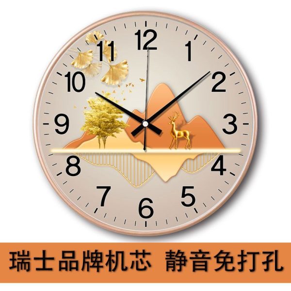 Silent Internet celebrity decoration wall clock, modern living room calendar, creative home fashion, light luxury, wall-mounted personalized clocks - Image 3