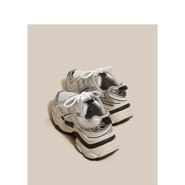 Ruoji Versatile Color-blocking Distressed Platform Daddy Shoes Women's 2024 Spring and Autumn New Mesh Breathable Casual Sports Shoes - Image 3