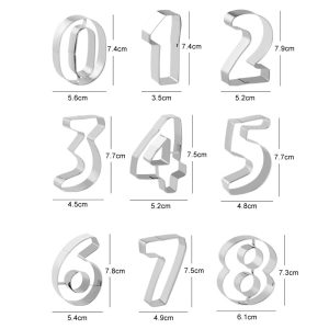 9 Piece Set of Stainless Steel Digital Steamed Bun Mold Cookies DYI Cake Decoration Fondant Cutting Mold Biscuit Tools