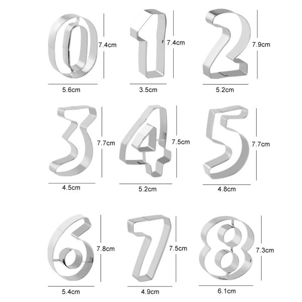 9 Piece Set of Stainless Steel Digital Steamed Bun Mold Cookies DYI Cake Decoration Fondant Cutting Mold Biscuit Tools - Image 5