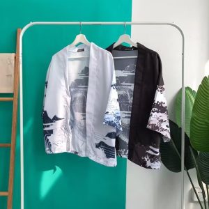 Cross-border summer three-quarter sleeve shirt men's loose Chinese style men's sunscreen jacket thin ancient style is a very fairy couple