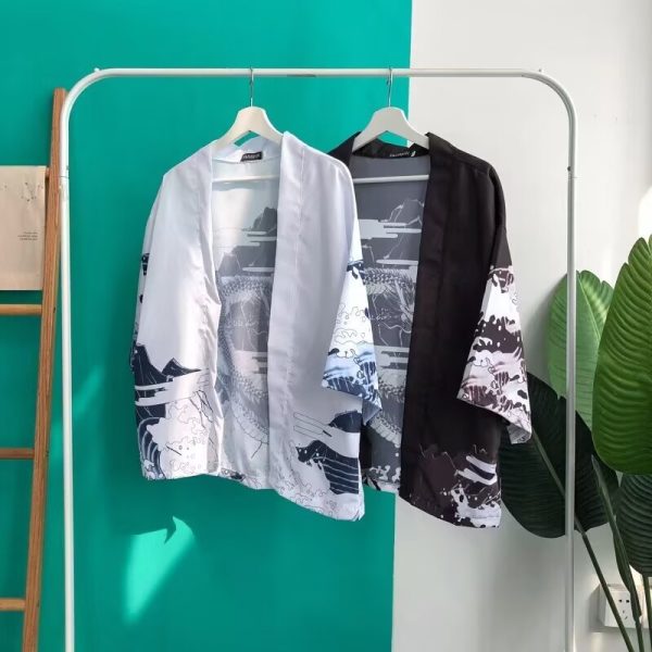 Cross-border summer three-quarter sleeve shirt men's loose Chinese style men's sunscreen jacket thin ancient style is a very fairy couple - Image 2